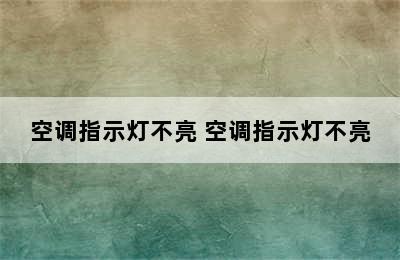 空调指示灯不亮 空调指示灯不亮